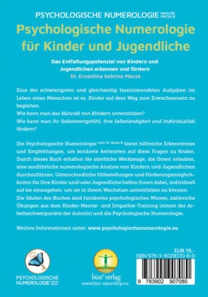 Buchrückseite Psychologische Numerologie für Kinder und Jugendliche